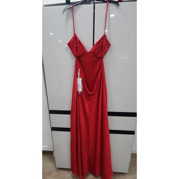 B. Darlin Cherry Red Long Social Gown With Spaghetti Straps Size 15/16 100% Poly - Picture 4 of 6